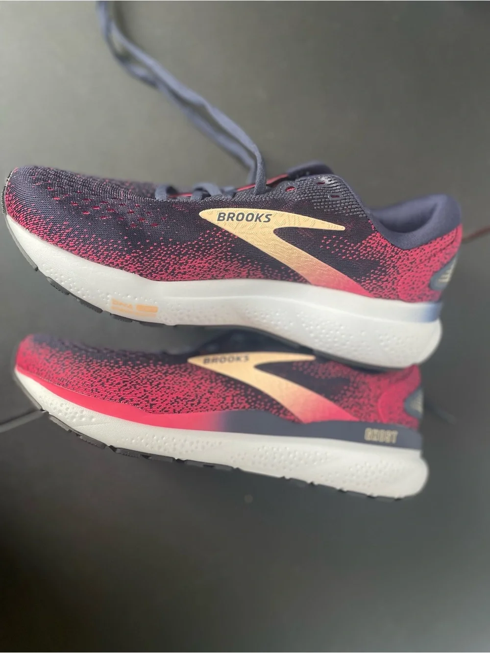 Brooks Ghost 16 Women's Running Shoes - Navy, Pink & Cream Accents